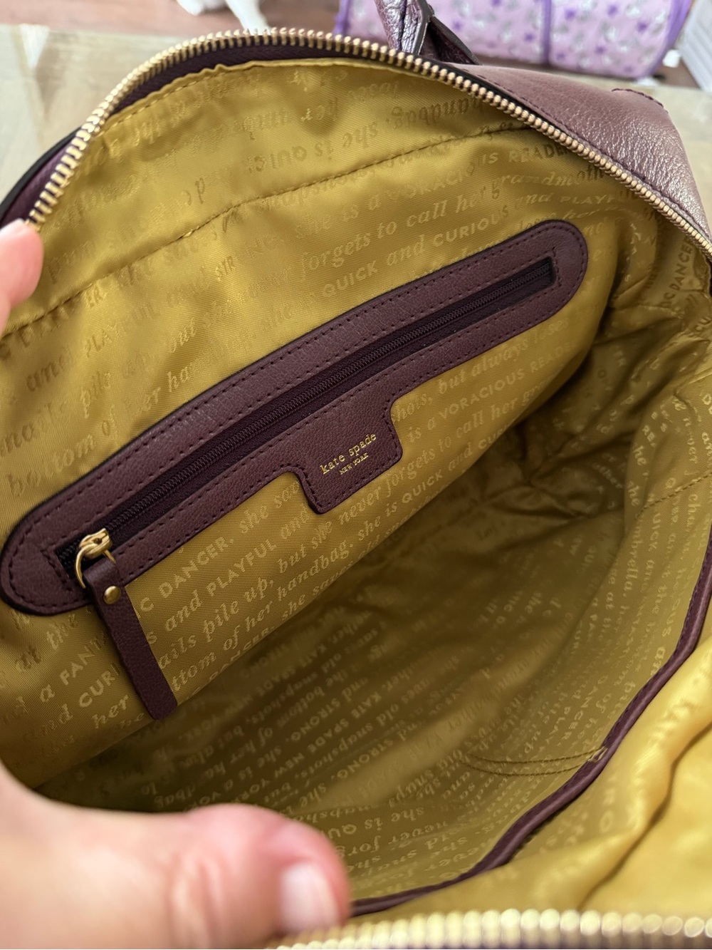 kate spade purple/eggplant leather satchel - Picture 8 of 8